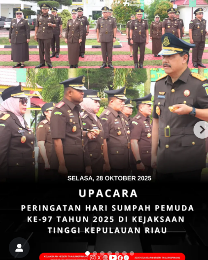 Upacara Peringatan Hari Sumpah Pemuda Ke-97 Tahun di Kejaksaan Tinggi Kepulauan Riau