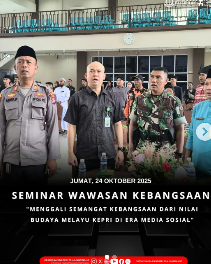 Seminar Wawasan Kebangsaan di Era Digitalisasi dengan tema Menggali semangat Kebangsaan dari Nilai Budaya Melayu Kepri di Era Media Sosial