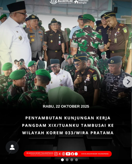 Penyambutan Kunjungan Kerja Pangdam XIXTuanku Tambusai ke Wilayah Korem 033Wira Pratama