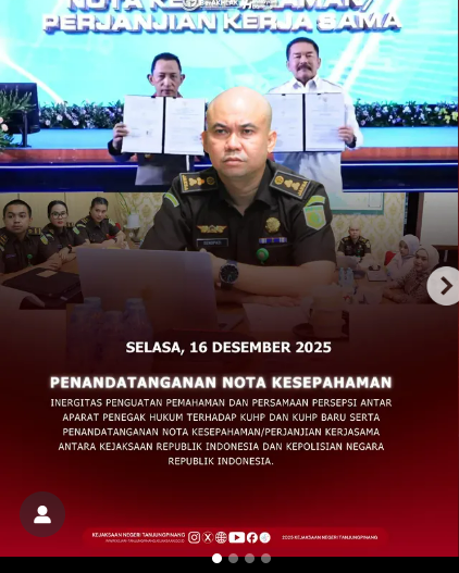 Video Conference Penandatanganan Nota KesepahamanPerjanjian Kerja Sama antara Kejaksaan Republik Indonesia dan Kepolisian Negara Republik Indonesia