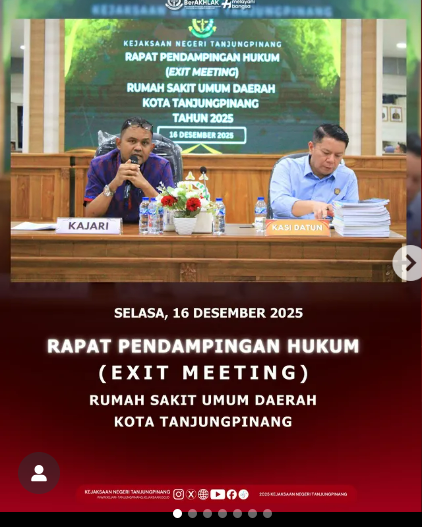 Rapat Pendampingan Hukum Exit Meeting) Rumah Sakit Umum Daerah Kota Tanjungpinang