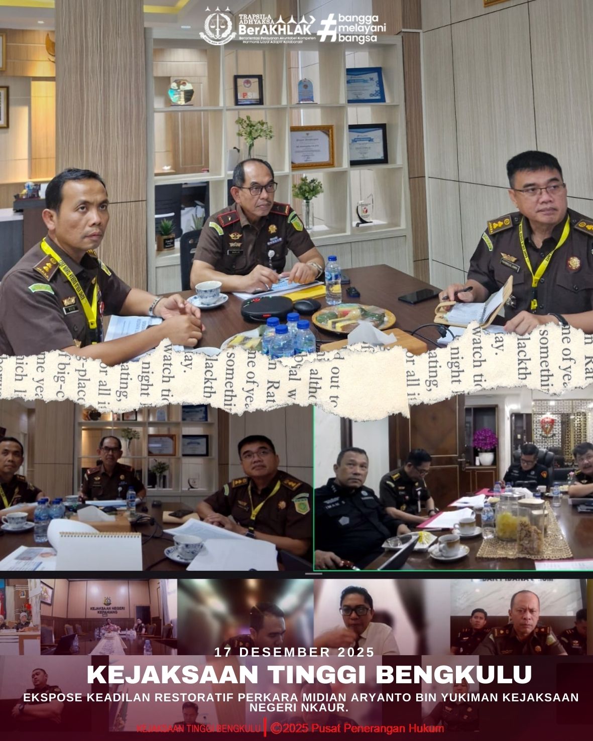 Kejaksaan Tinggi Bengkulu Ekspose Keadilan Restoratif Perkara Midian Aryanto Bin Yukiman KN Kaur