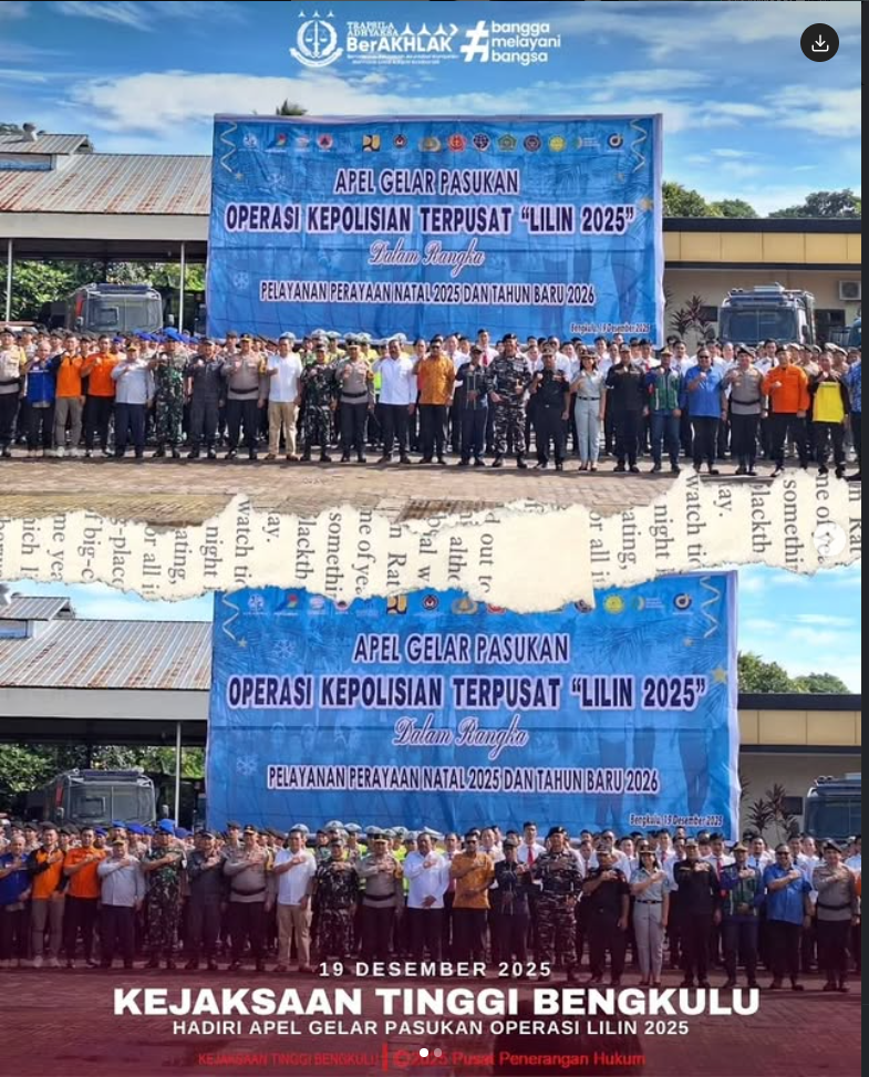 Kejaksaan Tinggi Bengkulu Hadiri Apel Gelar Pasukan Operasi Lilin 2025