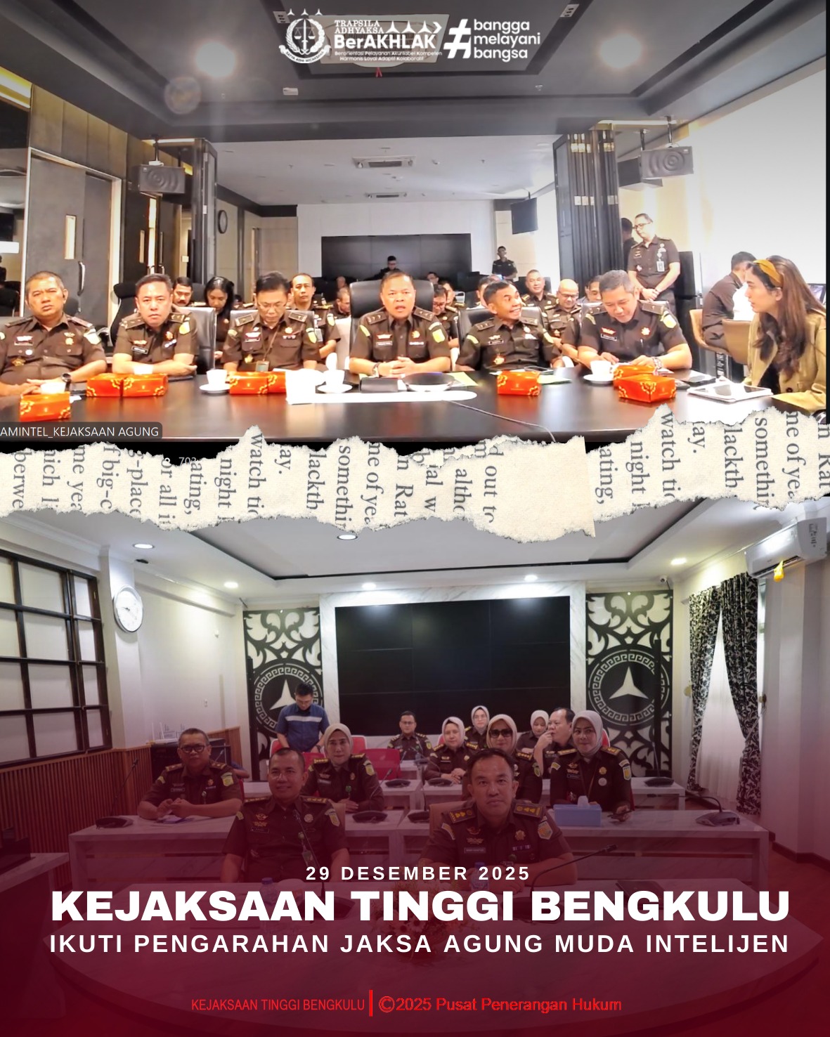 Kejaksaan Tinggi Bengkulu Ikuti Pengarahan Jaksa Agung Muda Intelijen