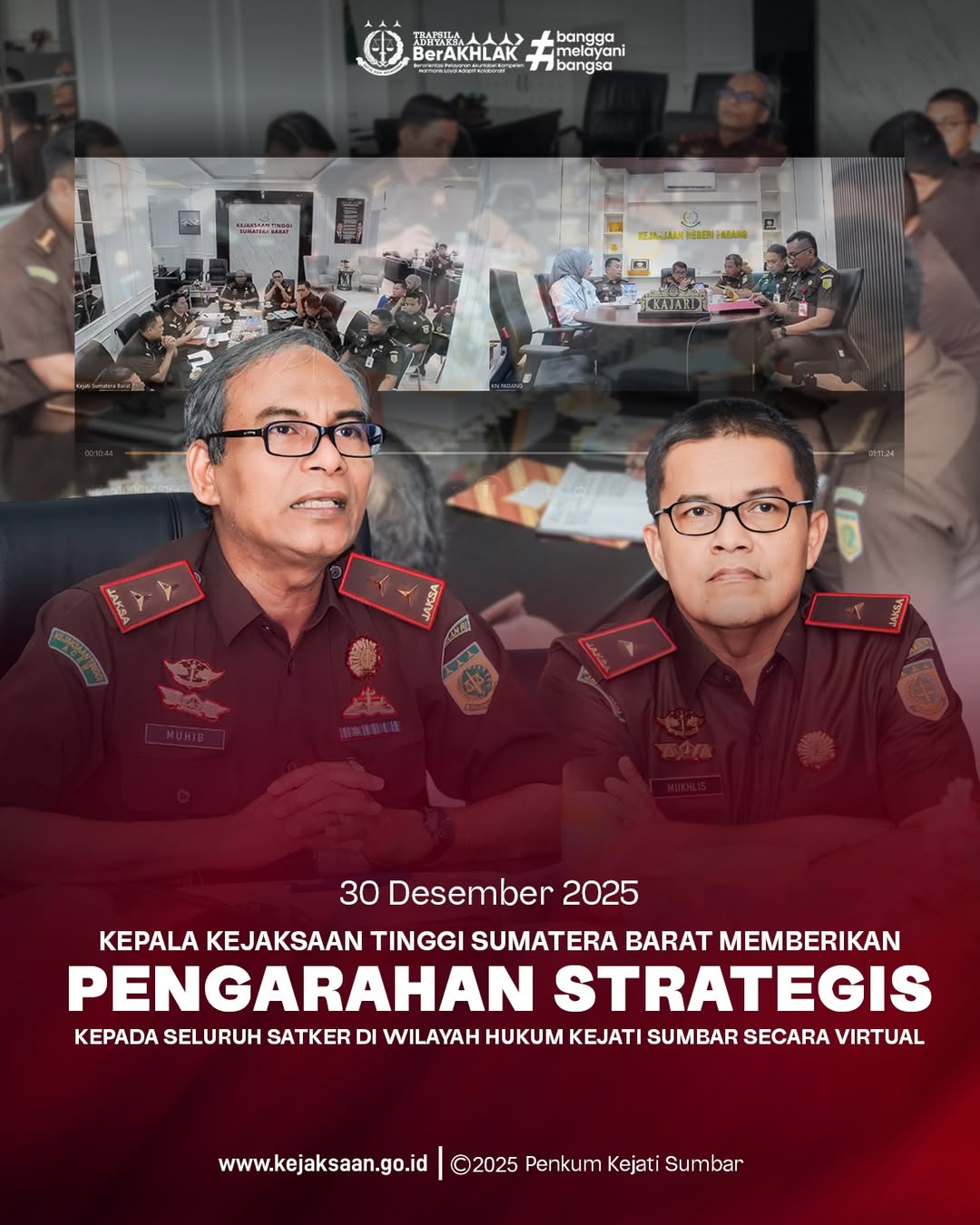 pengarahan secara virtual melalui platform Zoom Meeting kepada seluruh satuan kerja satker) di wilayah hukum Kejati Sumbar