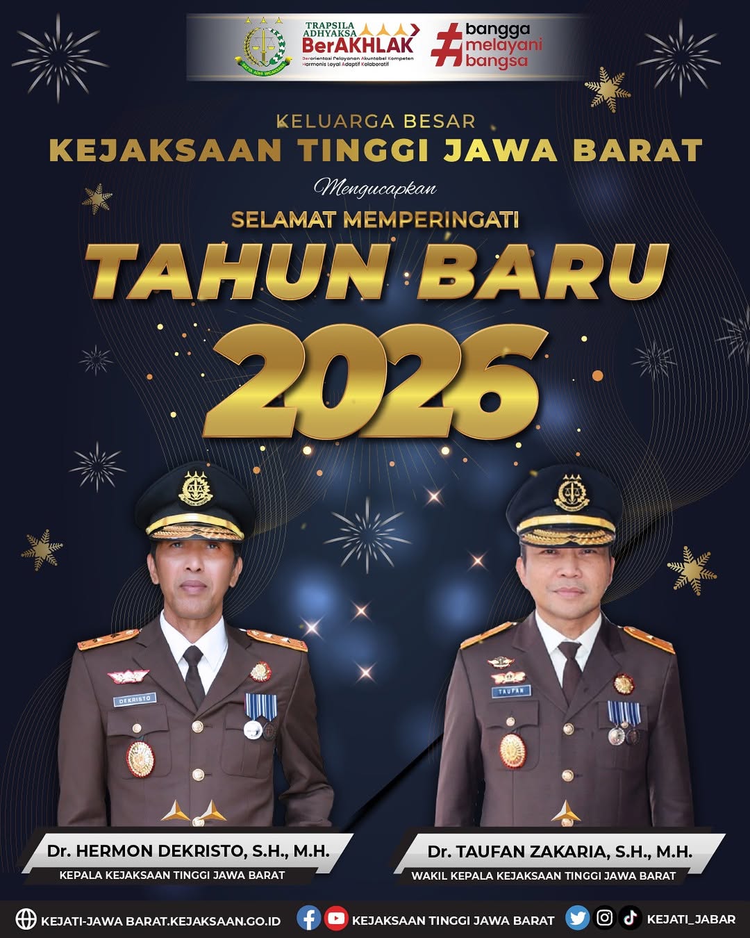 Keluarga Besar Kejaksaan Tinggi Jawa Barat mengucapkan Selamat Memperingati Tahun Baru 2026