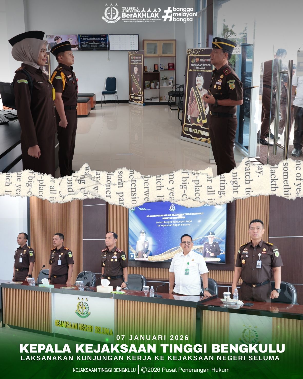 Kepala Kejaksaan Tinggi Bengkulu Laksanakan Kunjungan Kerja ke Kejaksaan Negeri Seluma