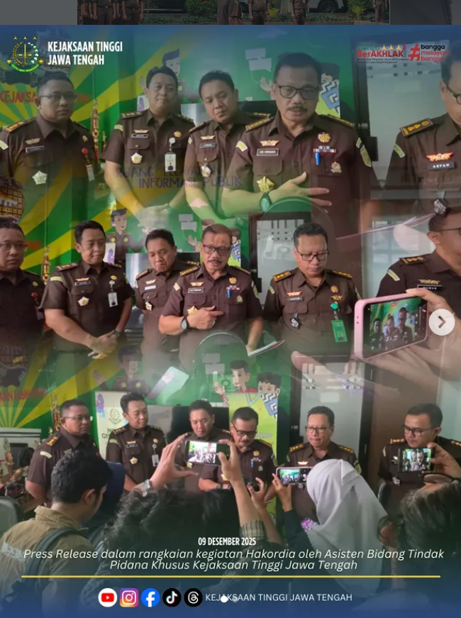 Press Release dalam rangkaian kegiatan HAKORDIA oleh Asisten Bidang Tindak Pidana Khusus Kejaksaan Tinggi Jawa Tengah