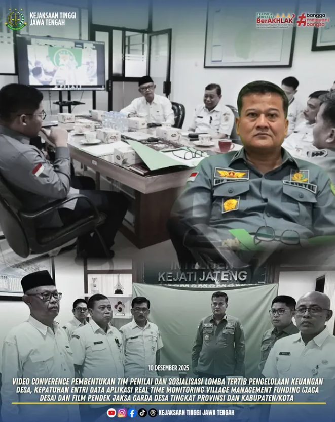 Video Converence Pembentukan Tim Penilai dan Sosialisasi Lomba Tertib Pengelolaan Keuangan Desa Kepatuhan Entri Data Aplikasi Real Time Monitoring Village Management Funding Jaga Desa) dan Film Pendek Jaksa Garda Desa Tingkat Provinsi dan Kabupaten Kota