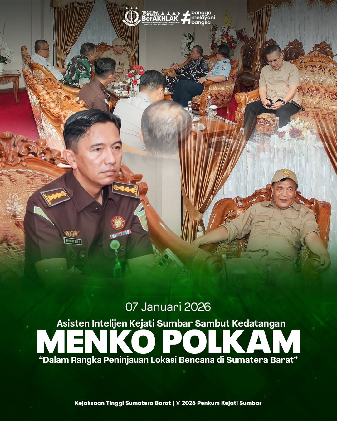 Asisten Intelijen Kejati Sumbar Sambut Kedatangan Menko Polkam