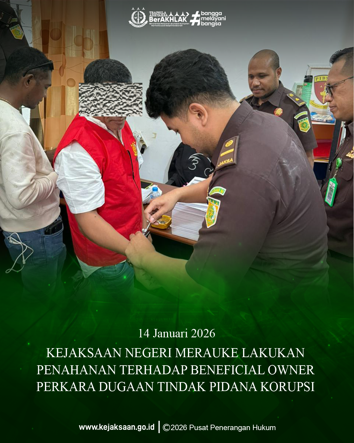 Kejaksaan Negeri Merauke Lakukan Penahanan Terhadap Beneficial Owner Perkara Dugaan Tindak Pidana Korupsi Pembangunan Sarana Air Bersih di Kabupaten Boven Digoel