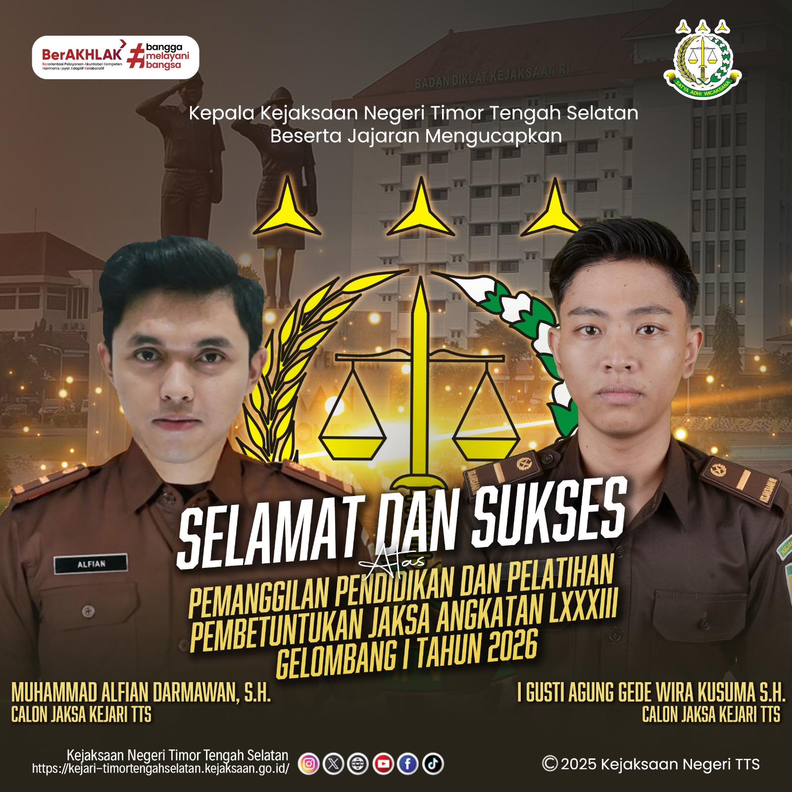 Selamat dan Sukses kepada Muhammad Alfian Darmawan SH dan I Gusti Agung Gede Wira Kusuma SH