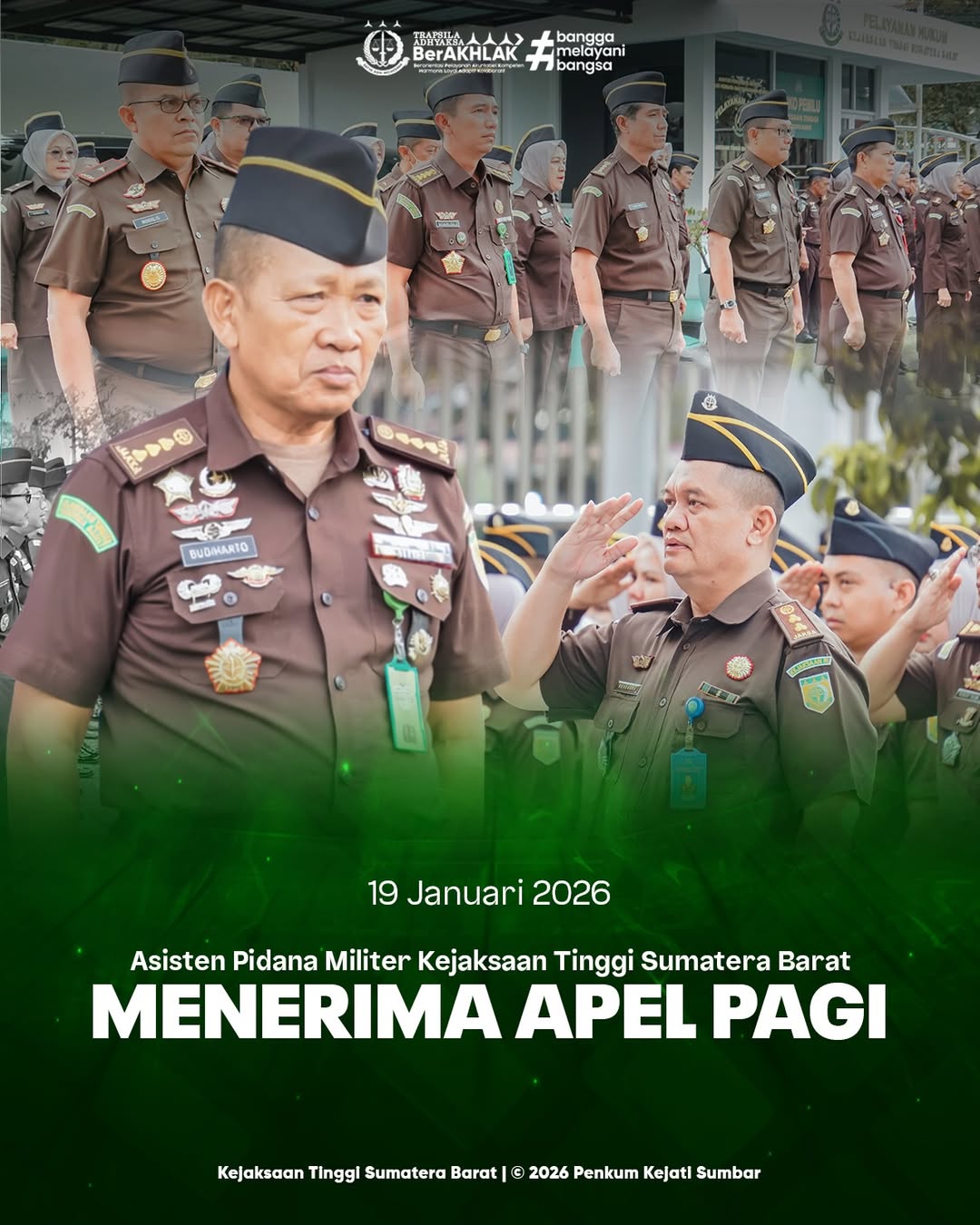 Asisten Pidana Militer Kejaksaan Tinggi Sumatera Barat menerima apel
