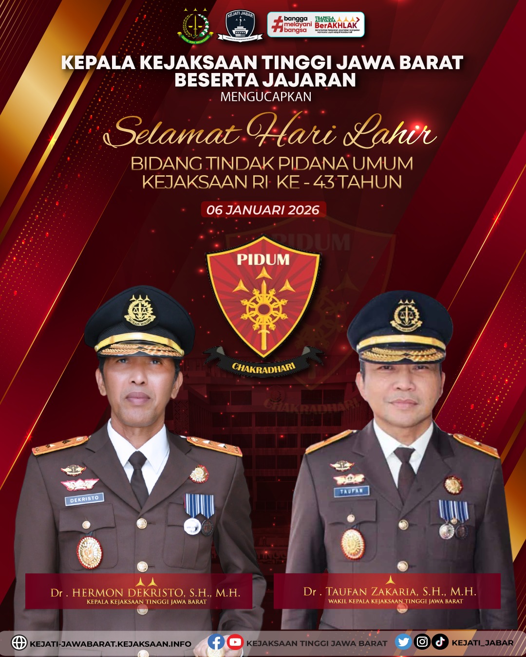 Selamat Hari Lahir Bidang Tindak Pidana Umum Kejaksaan Republik Indonesia ke-43 Tahun