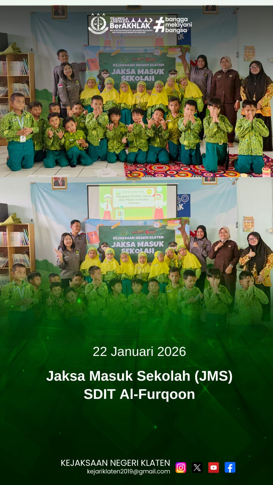 Jaksa Masuk Sekolah JMS) dengan tema “Mengenal Profesi Jaksa dan Kenali Aturan Jauhi Hukuman