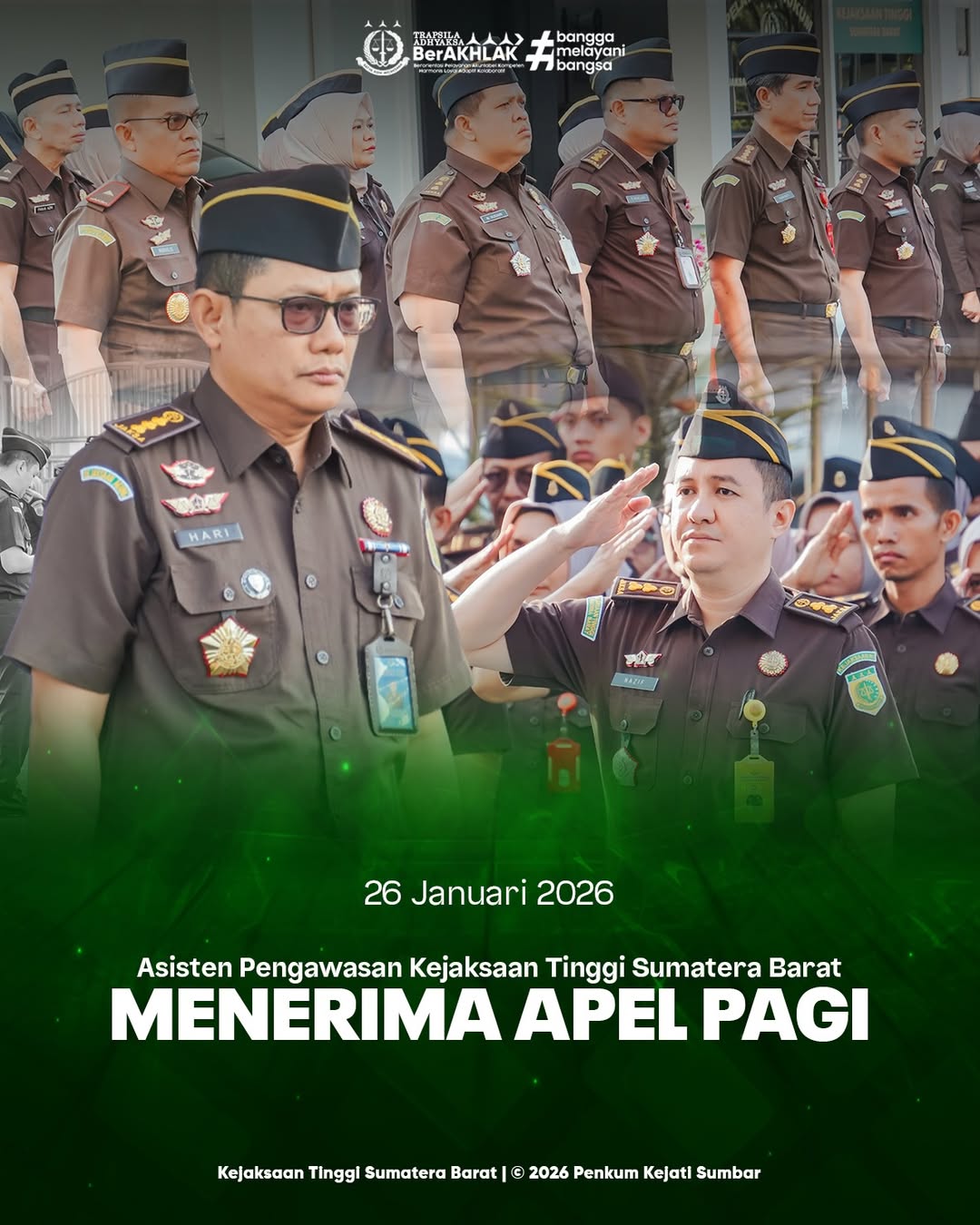 Asisten Pengawasan Kejaksaan Tinggi Sumatera Barat Menerima Apel Pagi