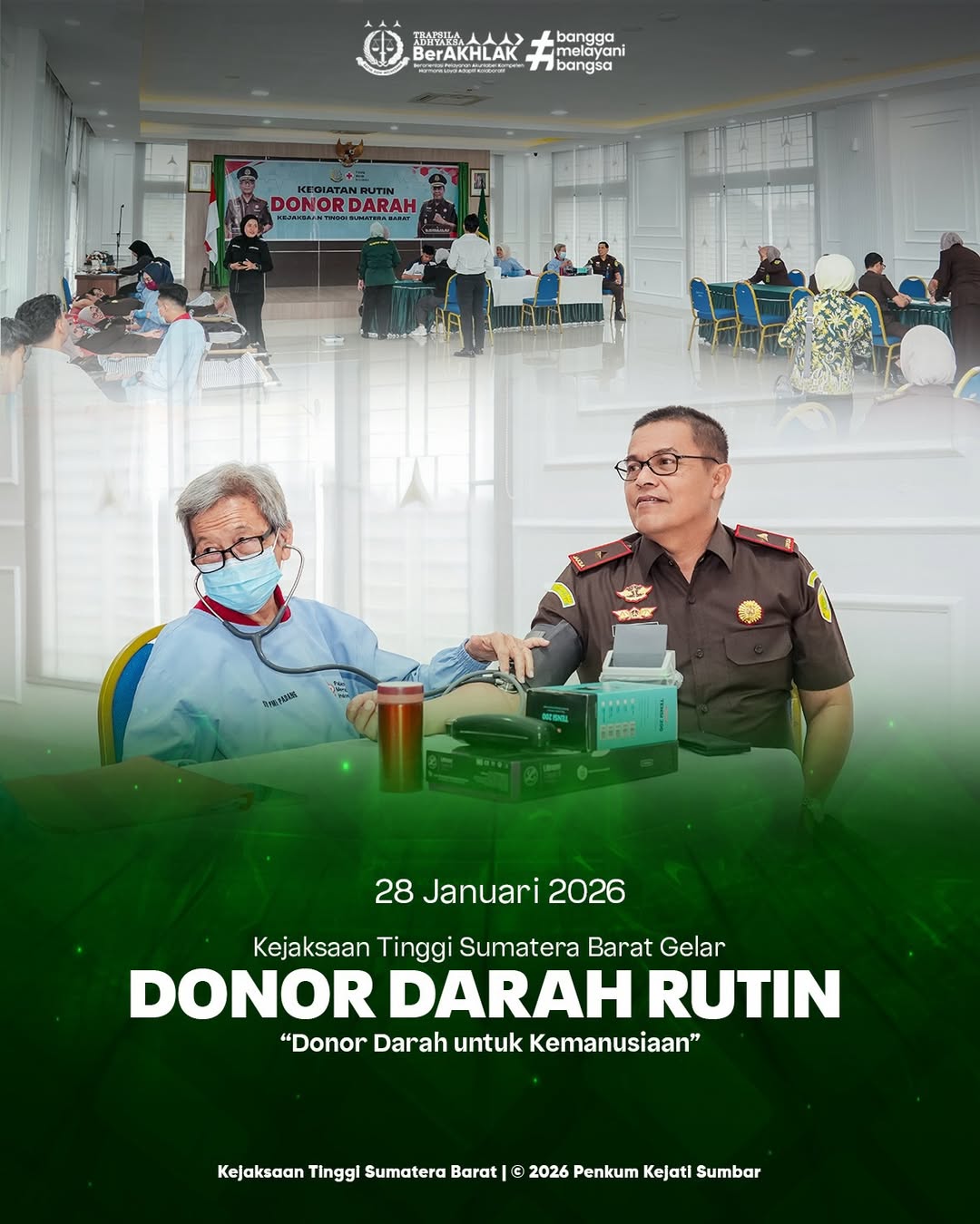 Kejaksaan Tinggi Sumatera Barat Gelar Donor Darah Rutin