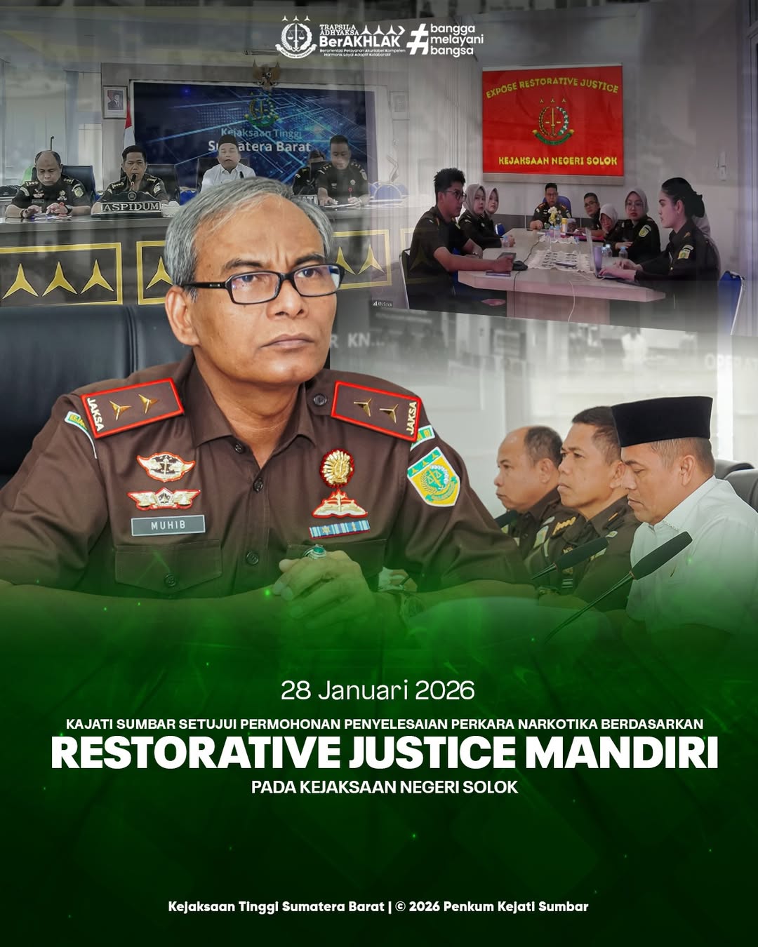 Kepala Kejaksaan Tinggi Sumatera Barat memimpin pelaksanaan ekspose perkara Tindak Pidana Penyalahgunaan Narkotika yang diajukan untuk dilakukan penghentian penuntutan melalui pendekatan Keadilan Restoratif