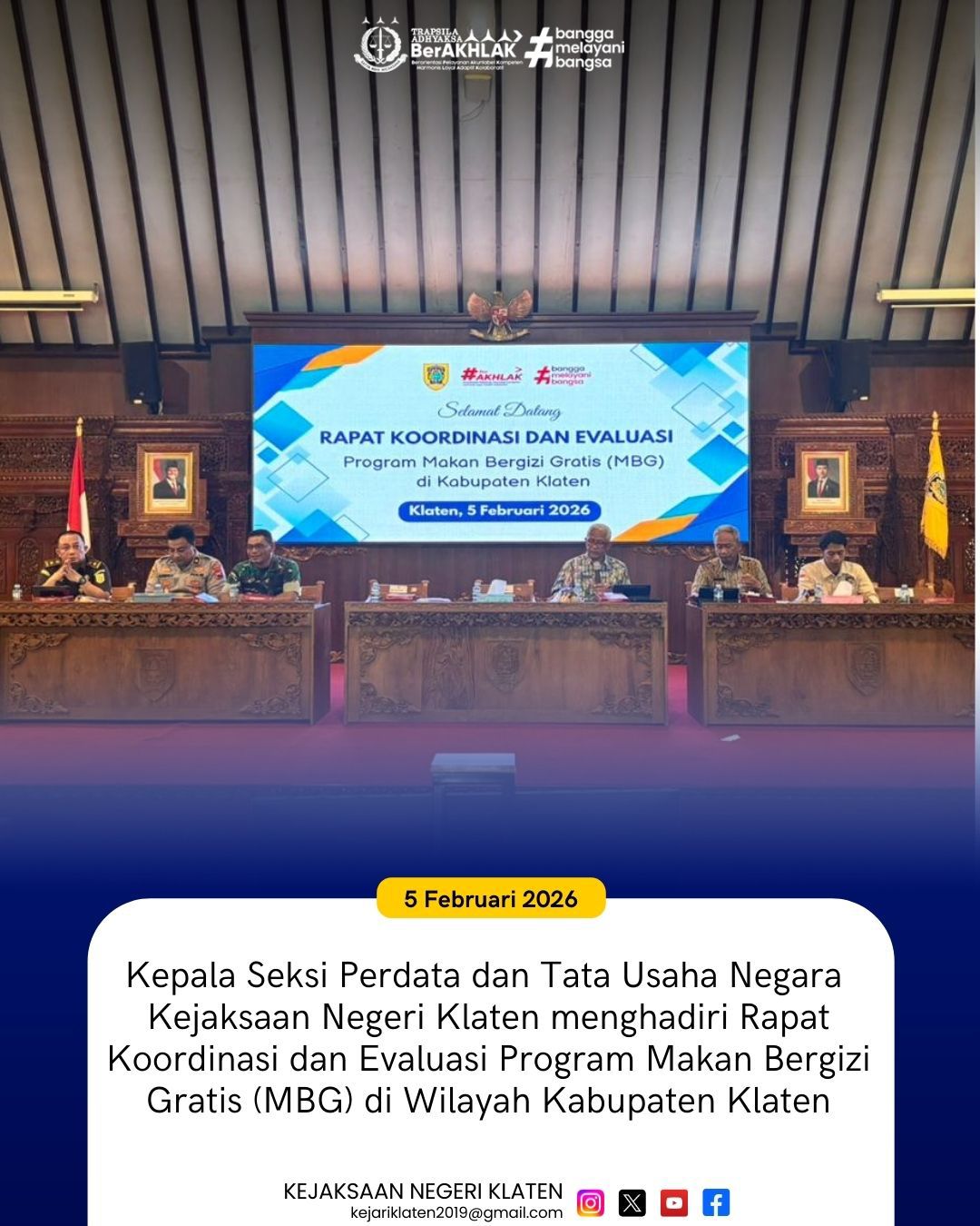 Rapat Koordinasi dan Evaluasi Program Makan Bergizi Gratis MBG) di Wilayah Kabupaten Klaten