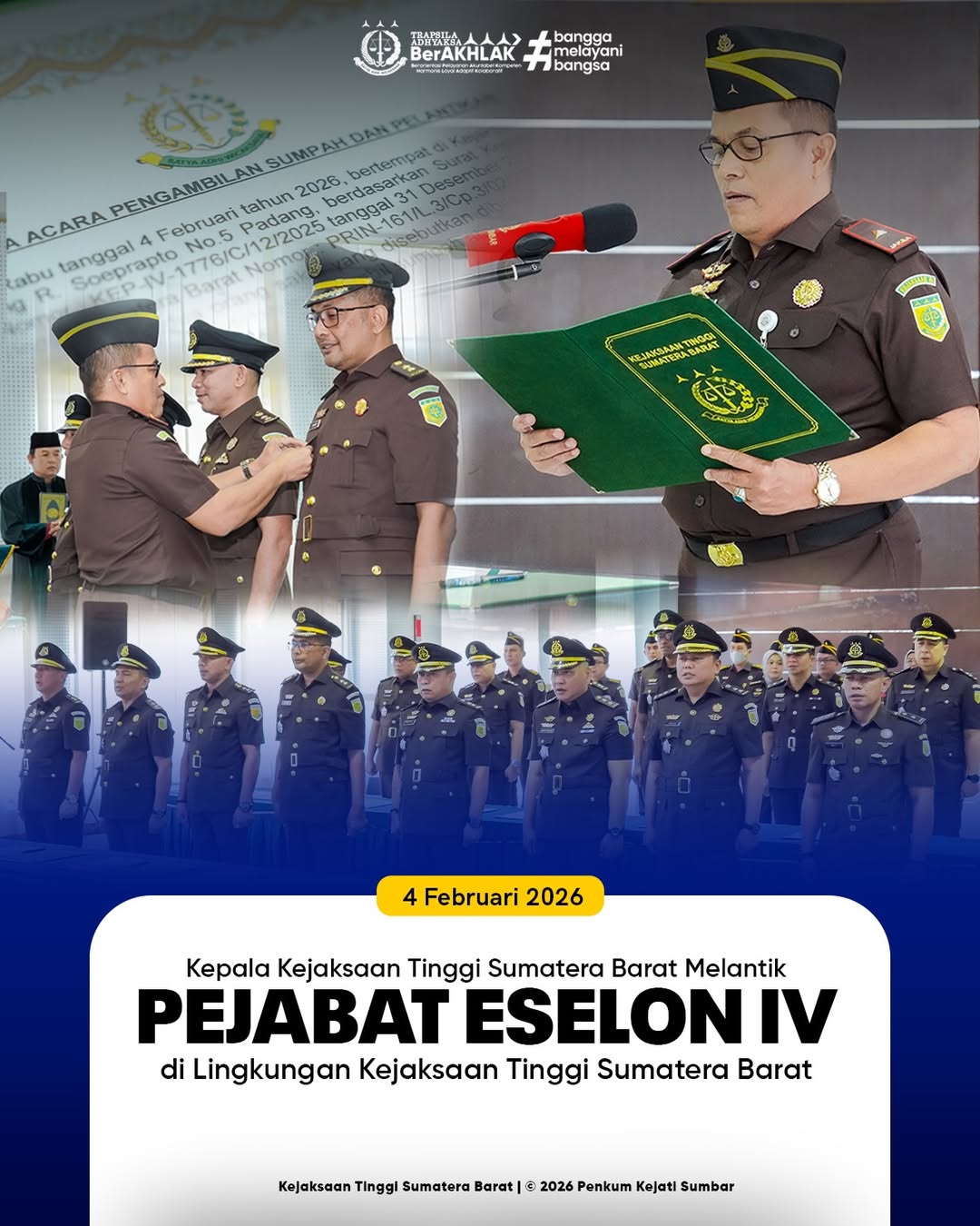 Pelantikan Pejabat Eselon IV di Lingkungan Kejati Sumbar