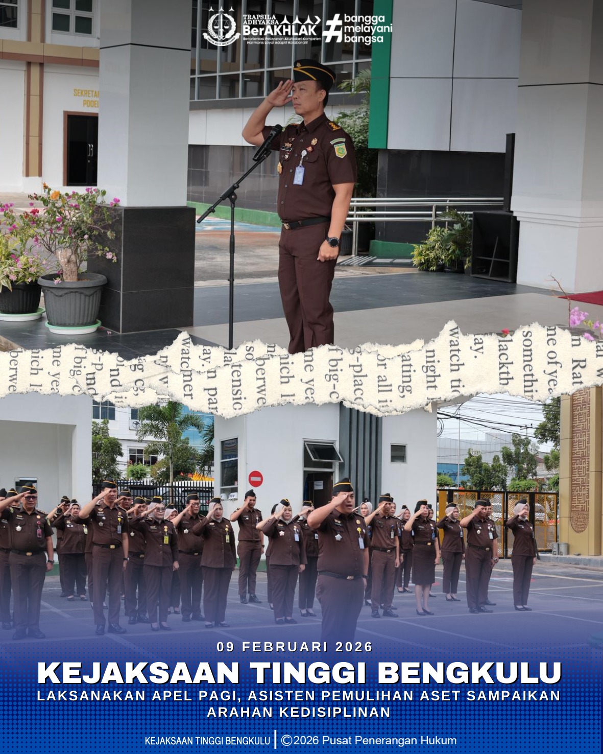 Apel Pagi Kejati Bengkulu Asisten Pemulihan Aset Sampaikan Arahan Kedisiplinan