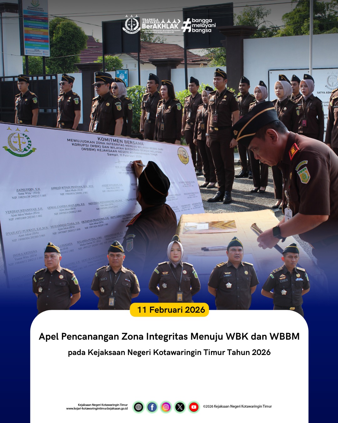 Apel Pencanangan Zona Integritas Menuju WBK dan WBBM pada Kejaksaan Negeri Kotawaringin Timur Tahun 2026