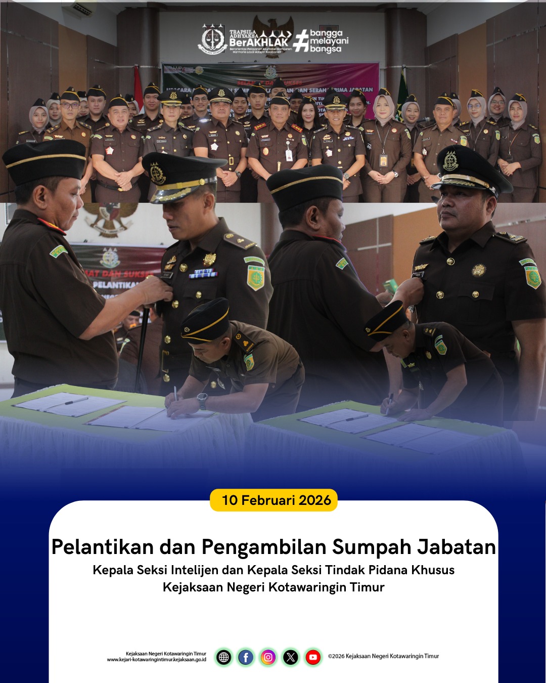 Pelantikan dan Pengambilan Sumpah Jabatan Pejabat Struktural Eselon IV pada Kejaksaan Negeri Kotawaringin Timur
