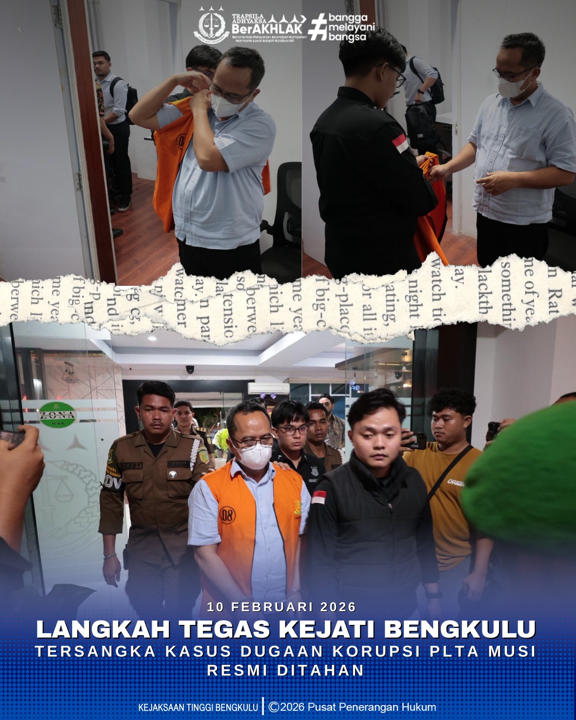 Langkah Tegas Kejati Bengkulu Tersangka Kasus Dugaan Korupsi PLTA Musi Resmi Ditahan