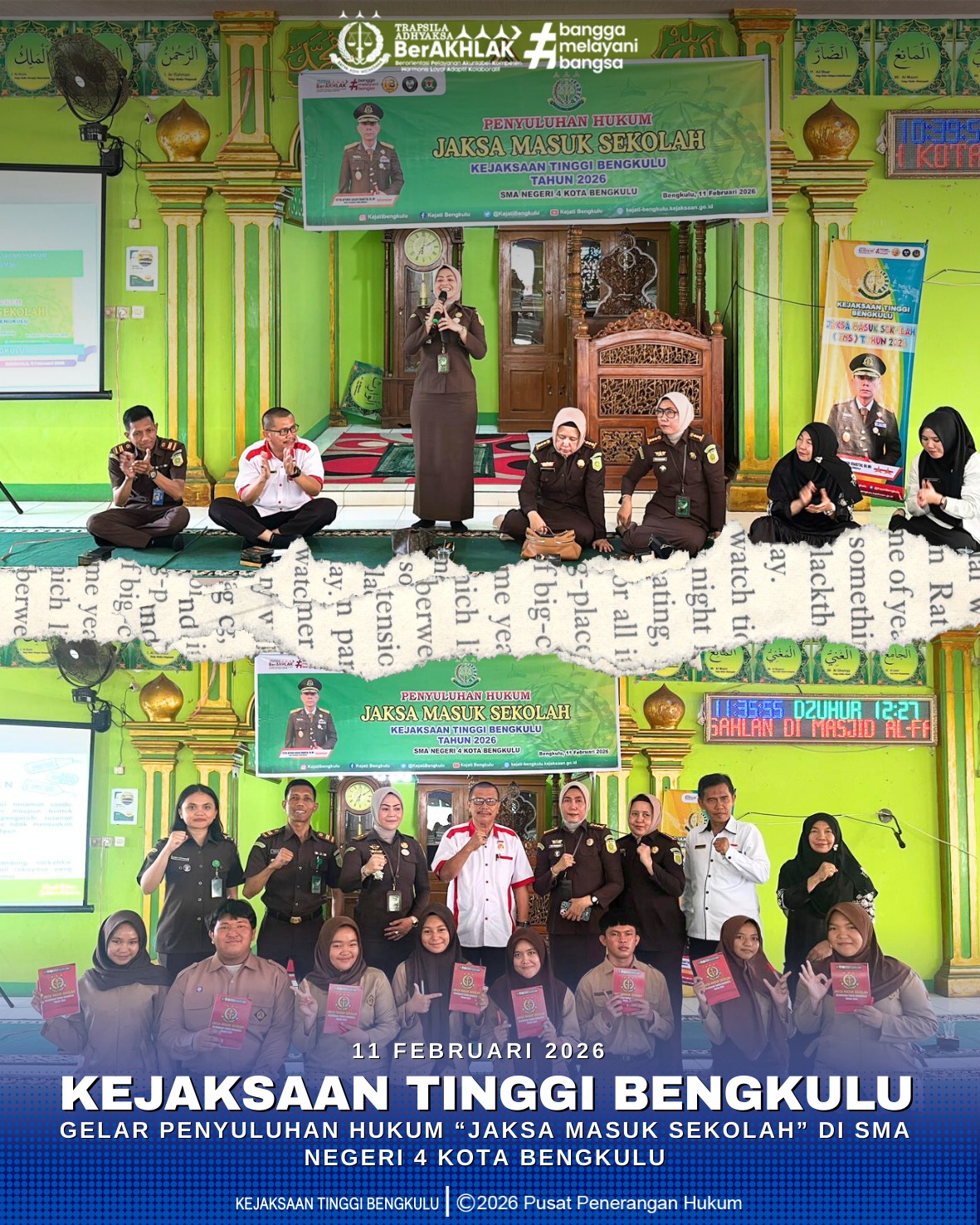 Kejati Bengkulu Gelar Penyuluhan Hukum “Jaksa Masuk Sekolah di SMA Negeri 4 Kota Bengkulu