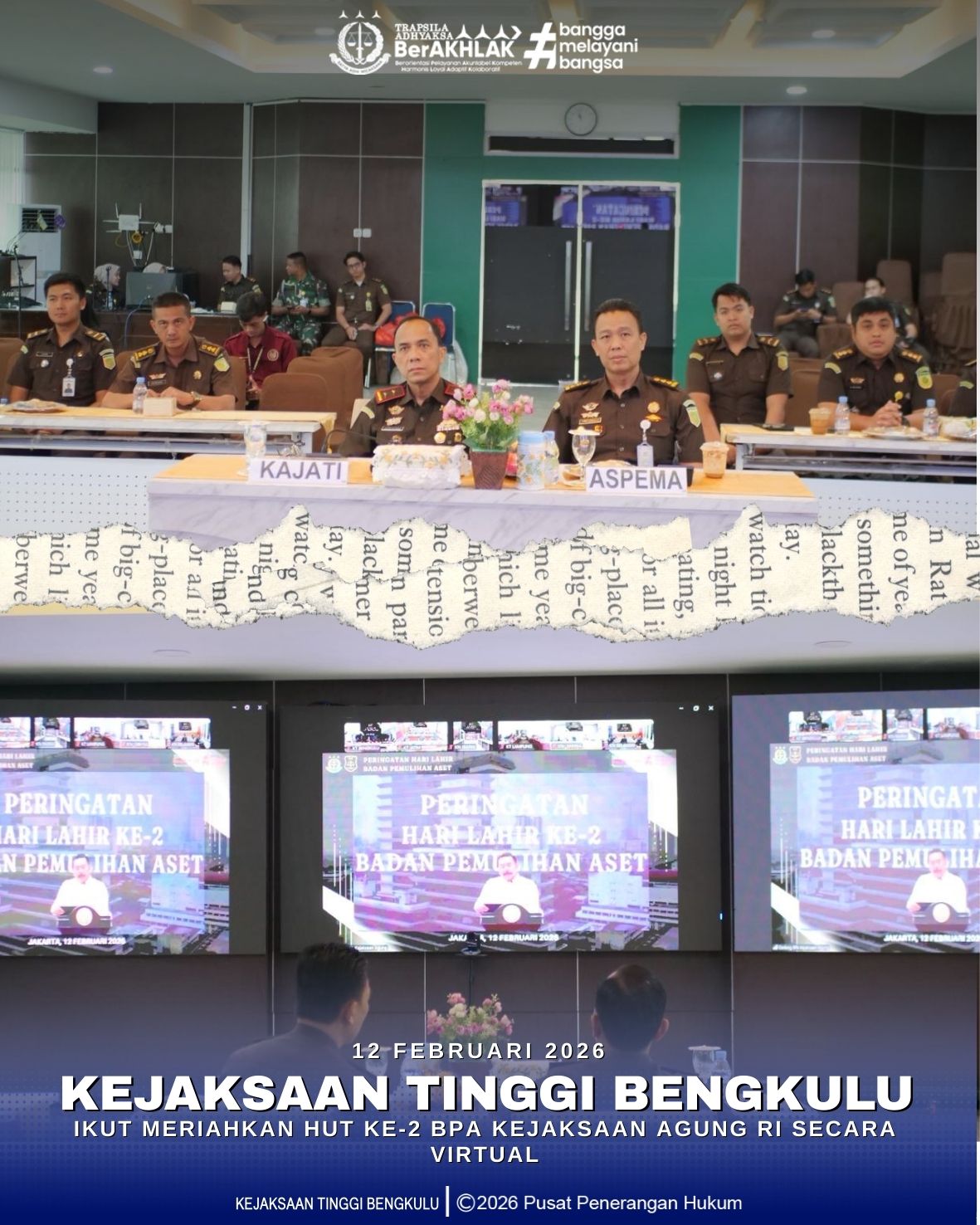 HUT ke-2 BPA Kejaksaan Agung RI Kejati Bengkulu Ikut Meriahkan Secara Virtual