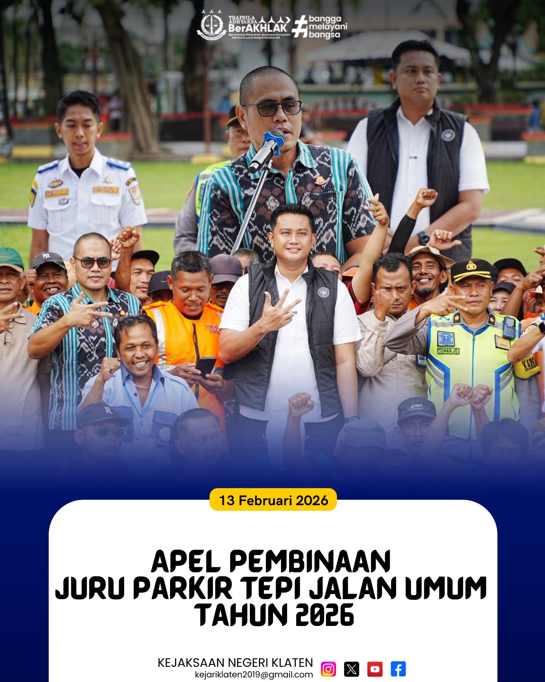Apel Pembinaan Juru Parkir Tepi Jalan Umum Tahun 2026 di Alun-Alun Kabupaten Klaten