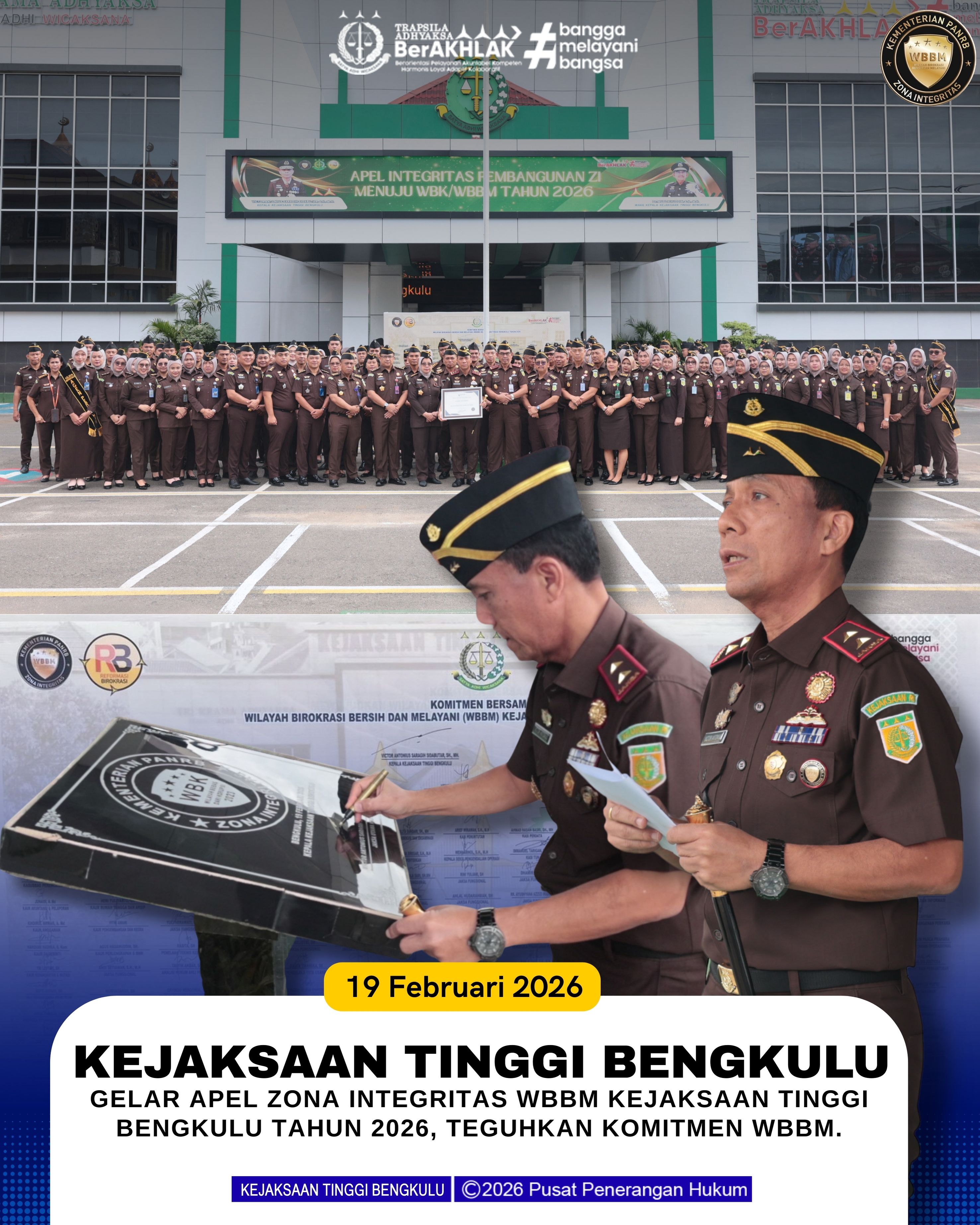 Kejaksaan Tinggi Bengkulu Gelar Apel Zona Integritas WBBM Tahun 2026 Teguhkan Komitmen WBBM