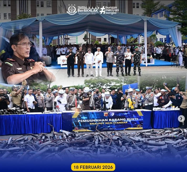 Perkuat Sinergi Penegakan Hukum Kajati Jabar menghadiri Pemusnahan Barang Bukti Narkoba Knalpot Non Standar dan Penyerahan Barang Bukti Ranmor