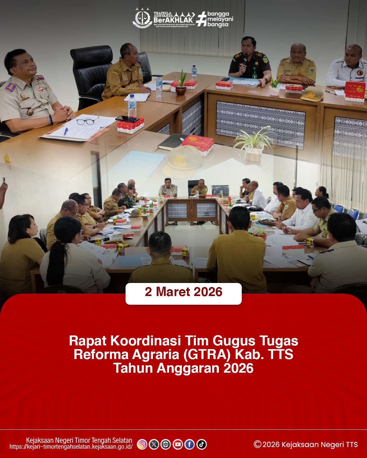 Rapat Koordinasi Tim Gugus Tugas Reforma Agraria GTRA) Kabupaten Timor Tengah Selatan Tahun Anggaran 2026