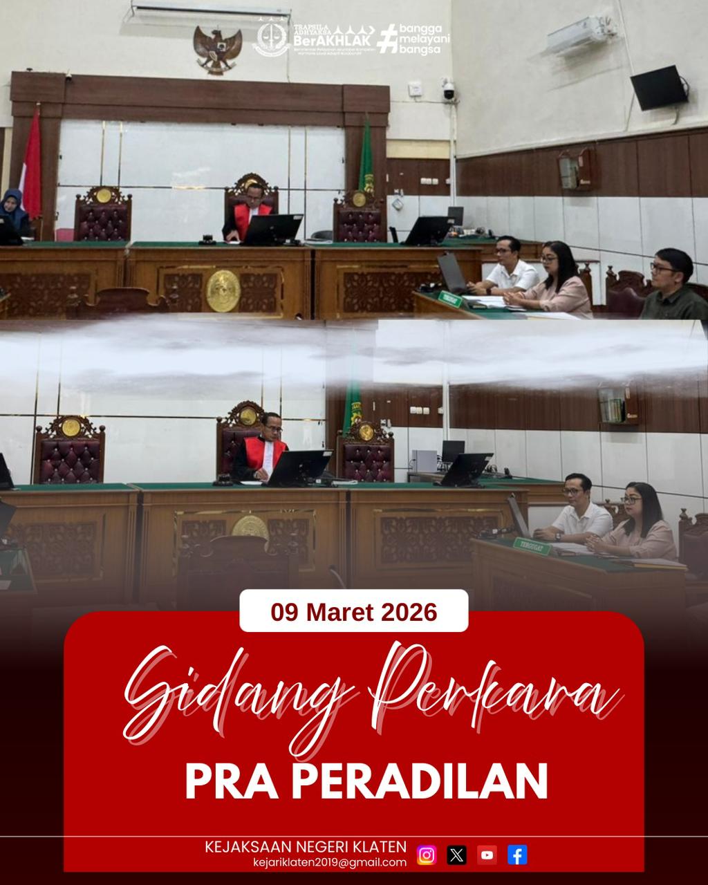 Sidang Perkara Praperadilan Nomor 1PidPra2026PN Kln dalam perkara Praperadilan yang diajukan oleh Lembaga Pengawasan dan Pengawalan Penegakan Hukum Indonesia LP3HI) sebagai pemohon