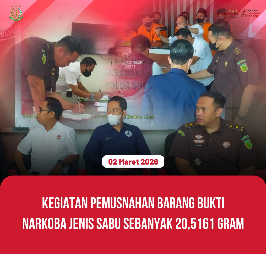KEGIATAN PEMUSNAHAN BARANG BUKTI NARKOBA JENIS SABU SEBANYAK 205161 GRAM