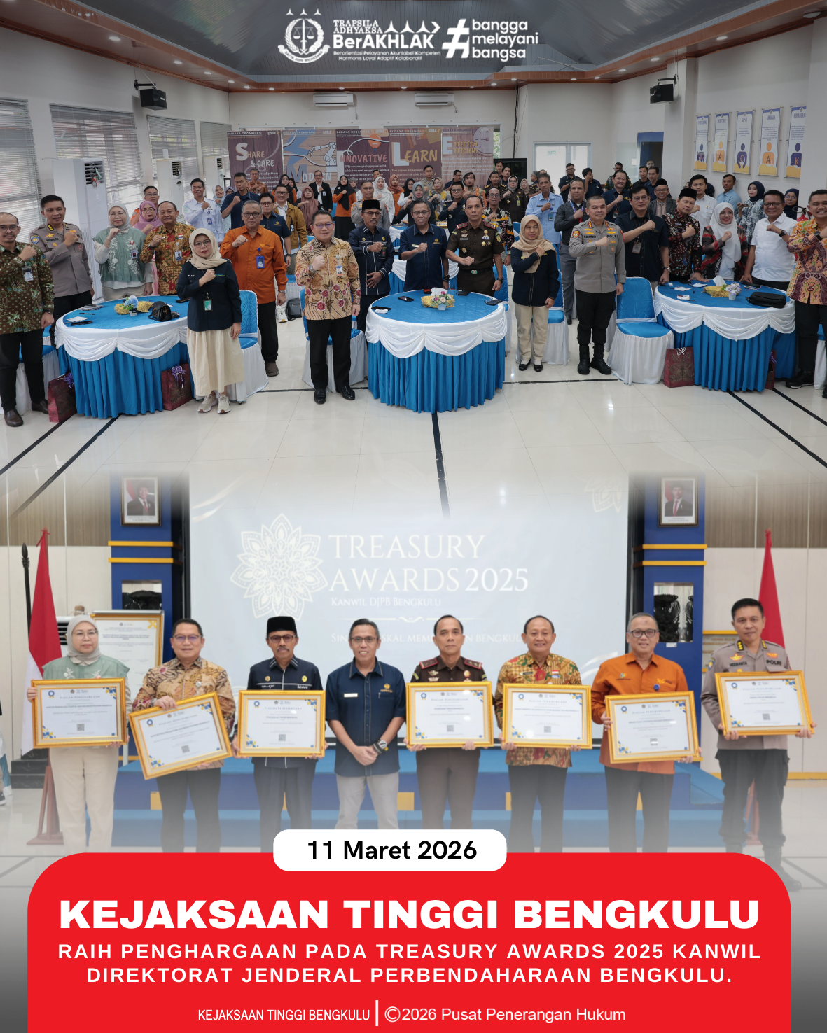 Kejaksaan Tinggi Bengkulu Raih Penghargaan pada Treasury Awards 2025 Kanwil Direktorat Jenderal Perbendaharaan Bengkulu