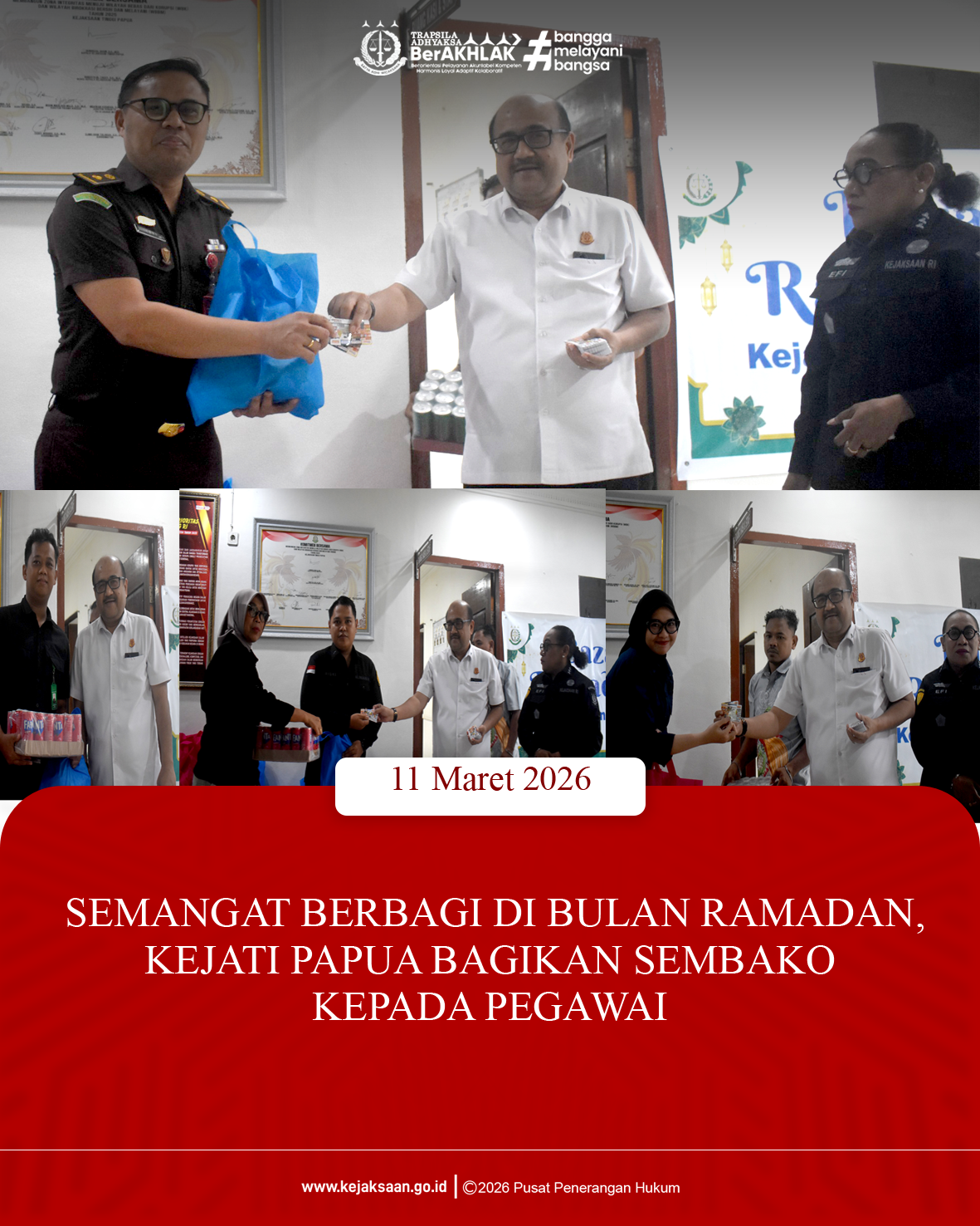 Semangat Berbagi Di Bulan Ramadan Kejati Papua Bagikan Sembako Kepada Pegawai Dalam Bazar Ramadan