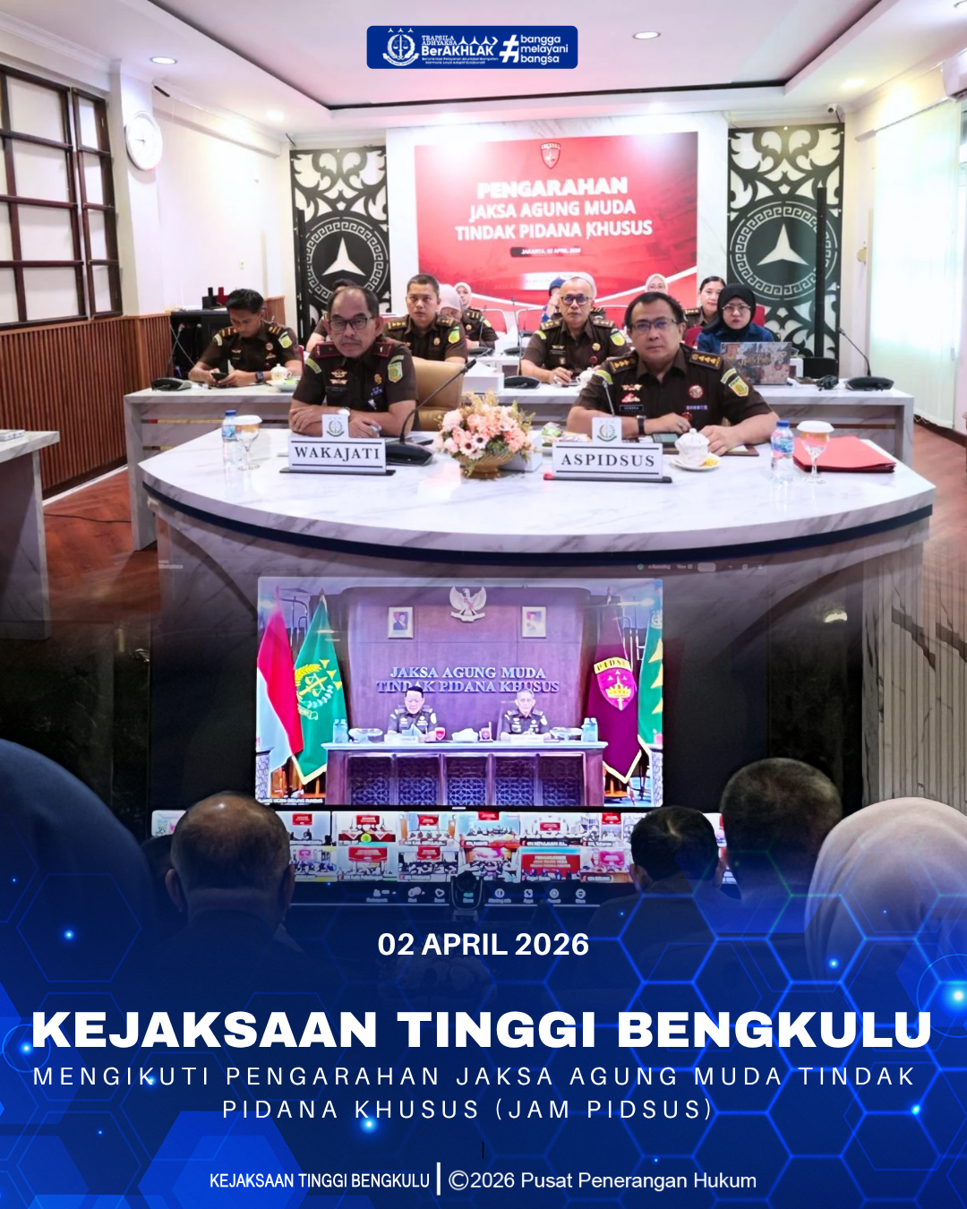 Kejaksaan Tinggi Bengkulu Ikuti Pengarahan dari JAMPIDSUS