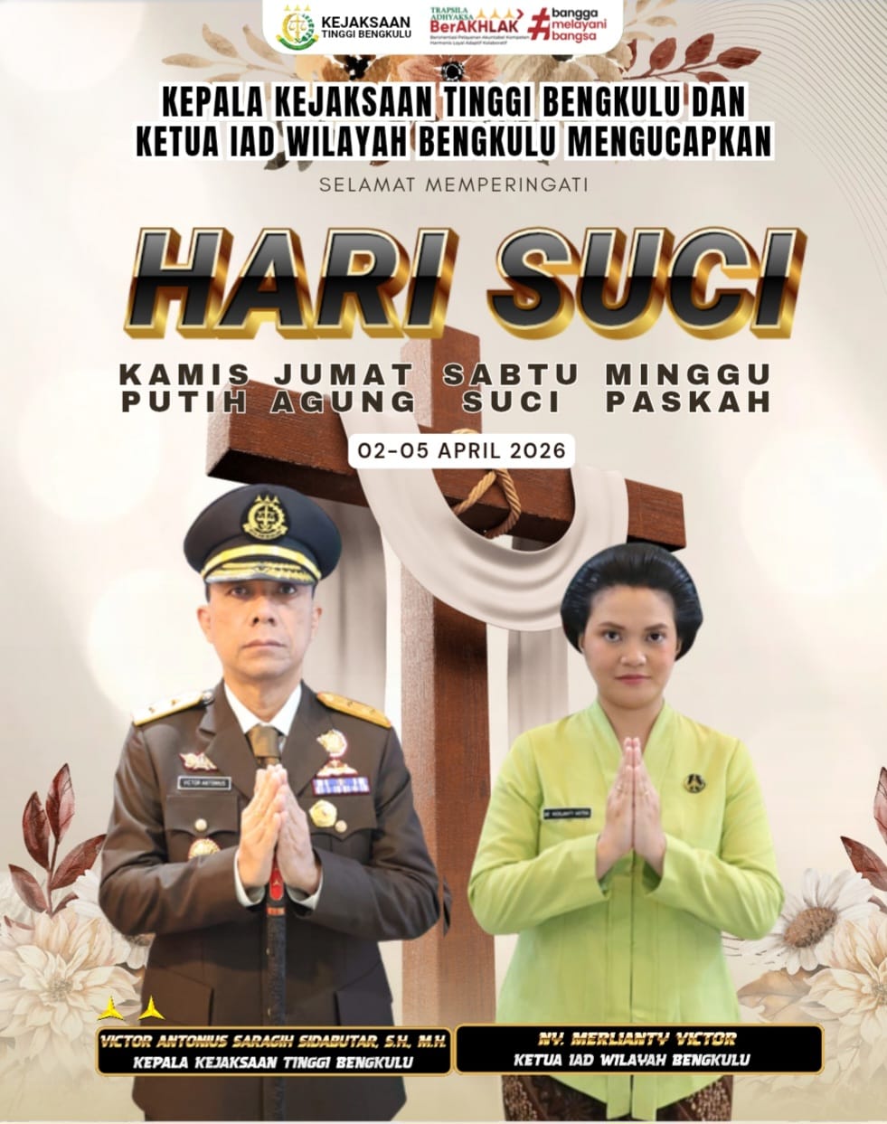 Kajati Bengkulu dan Ketua IAD WIlayah Bengkulu mengucapkan Selamat Memperingati Hari Suci