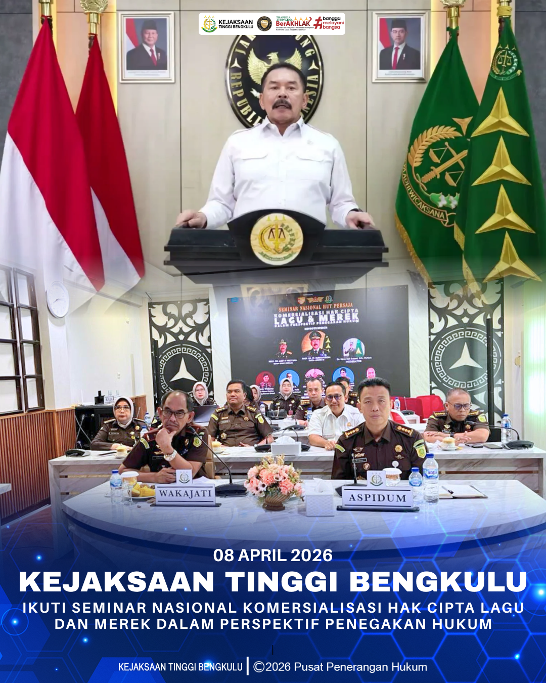 Kejaksaan Tinggi Bengkulu Ikuti Seminar Nasional Komersialisasi Hak Cipta Lagu dan Merek dalam Perspektif Penegakan Hukum