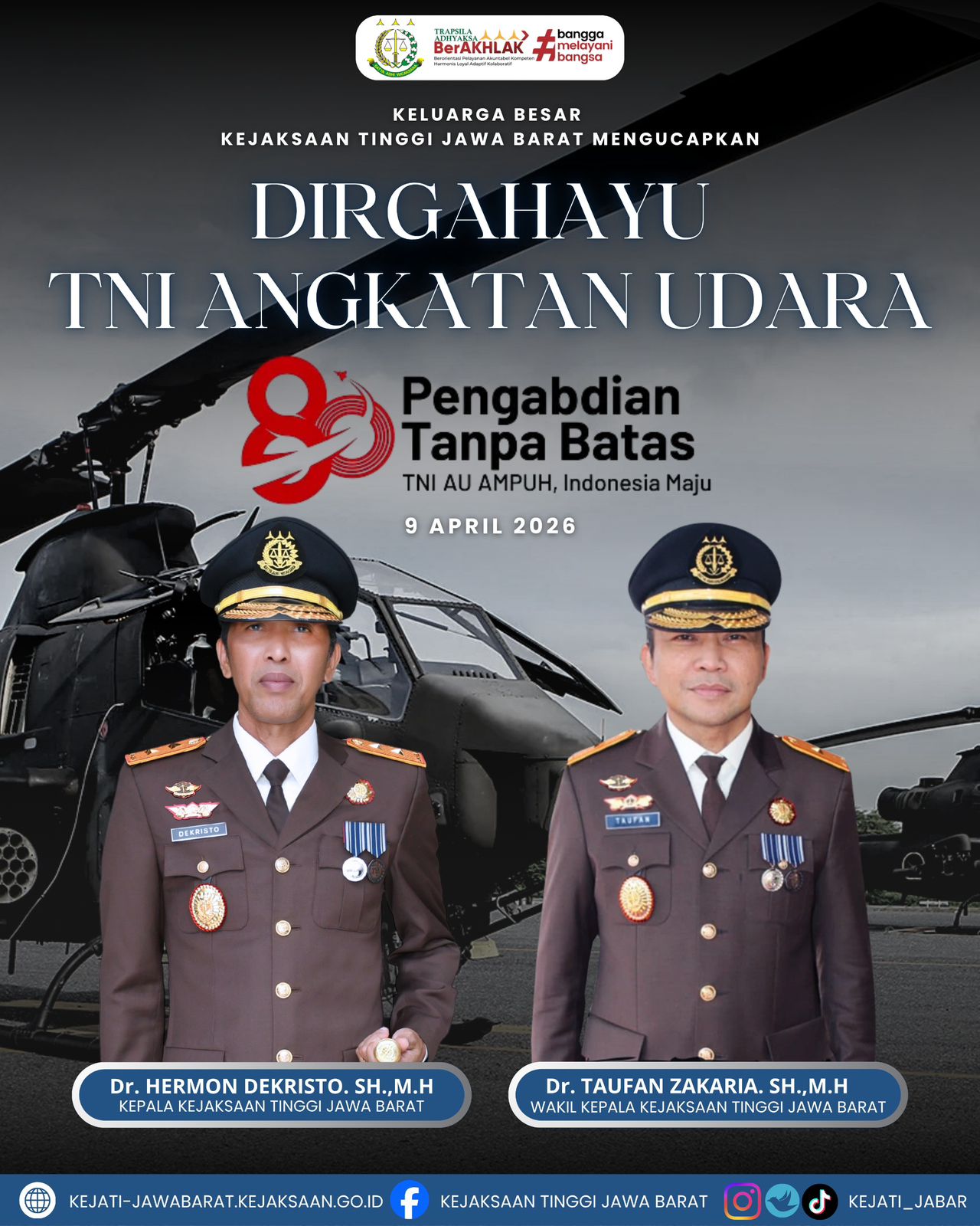 Dirgahayu TNI Angkatan Udara ke-80 Pengabdian Tanpa Jasa TNI AU Ampuh Indonesia Maju