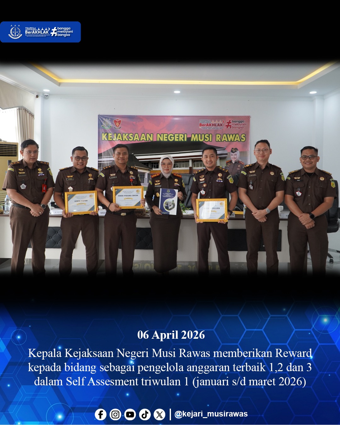 Pemberian reward evaluasi self assessment anggaran triwulan 1 Januari sd Maret 2026)