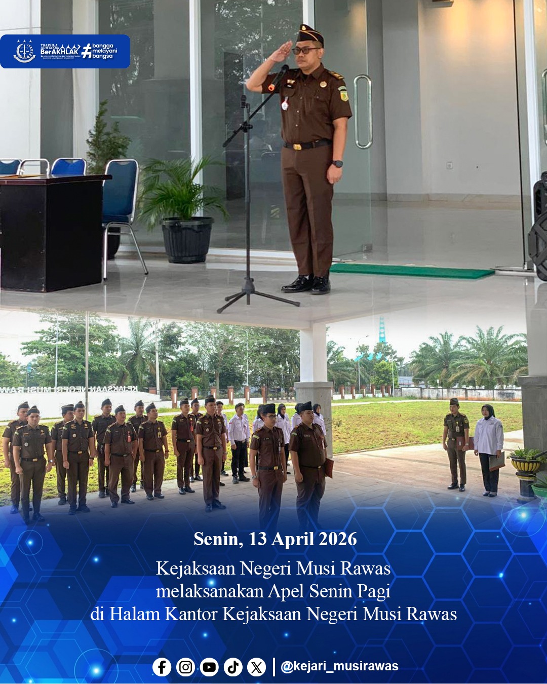 Apel Senin Pagi di halaman kantor Kejaksaan Negeri Musi Rawas