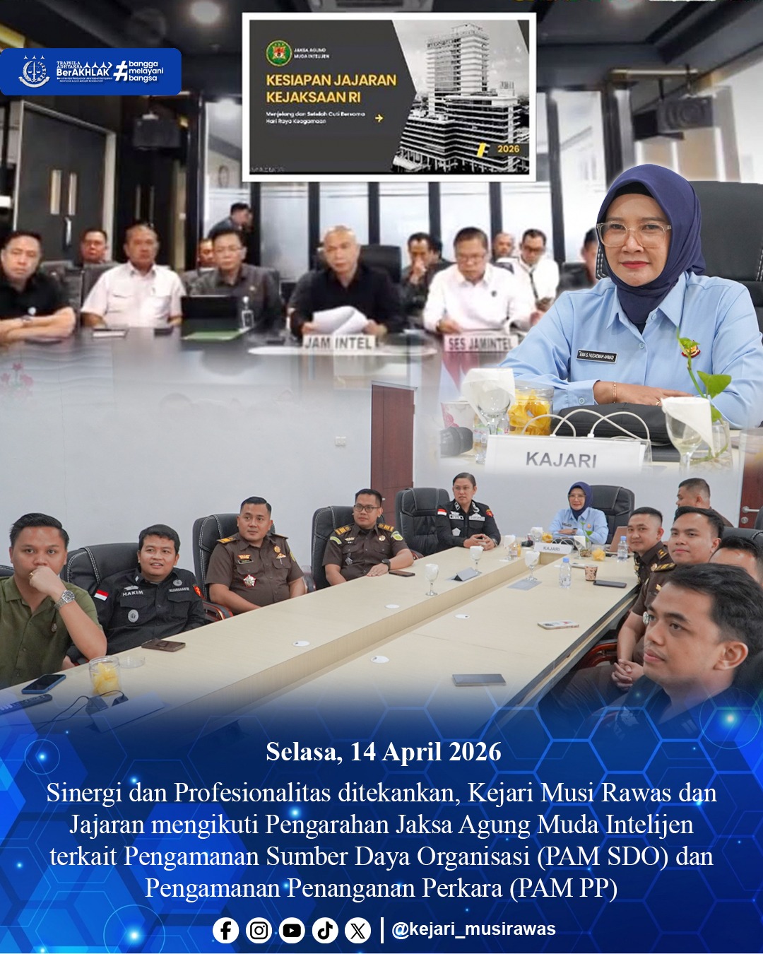 Pengarahan Jaksa Agung Muda Intelijen Terkait Pengamanan Sumber Daya Organisasi PAM SDO) dan Pengamanan Penanganan Perkara PAM PP)