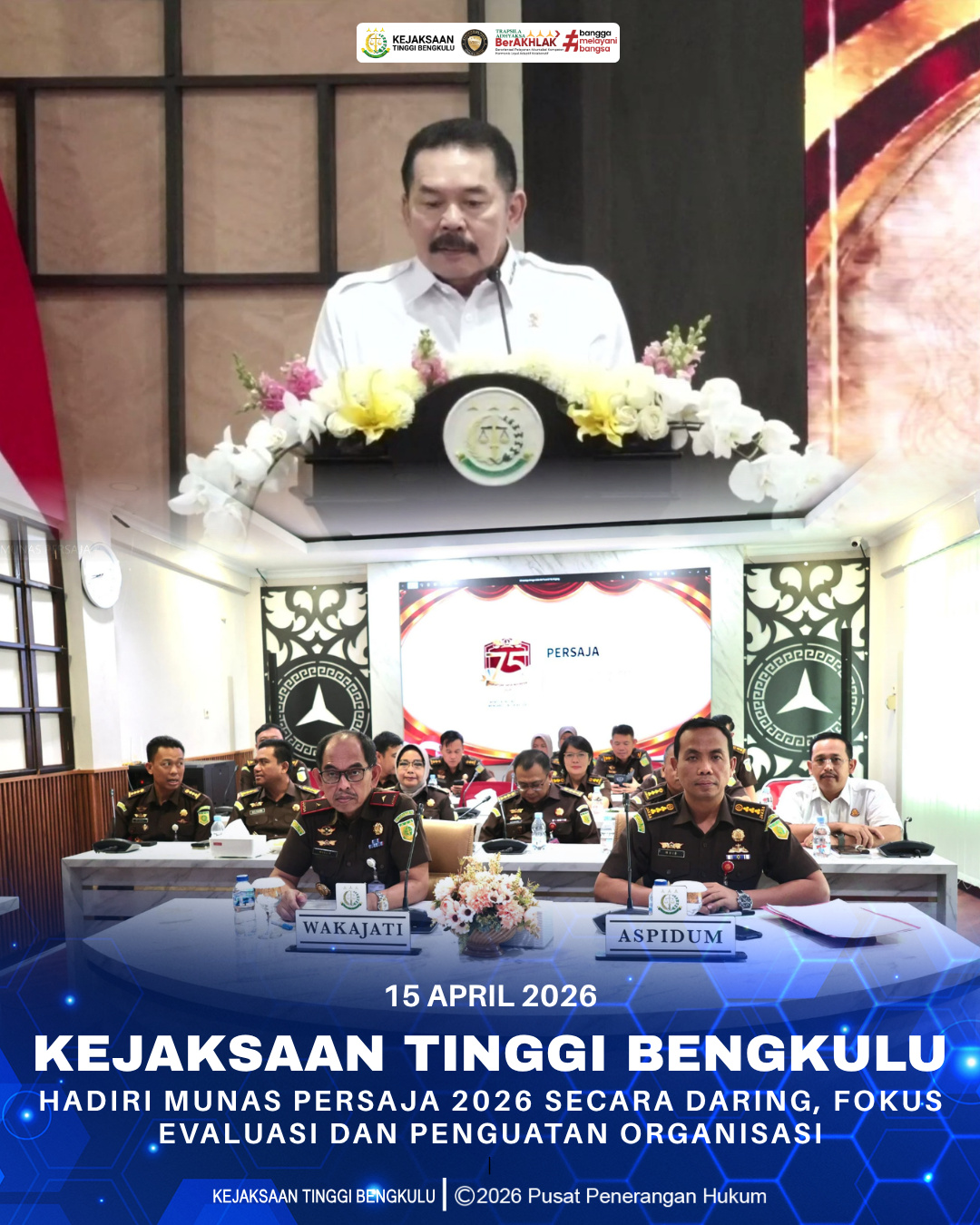 Kejati Bengkulu Hadiri Munas PERSAJA 2026 Secara Daring Fokus Evaluasi dan Penguatan Organisasi