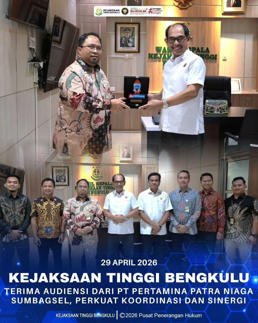 Kejati Bengkulu Terima Audiensi dari PT Pertamina Patra Niaga Sumbagsel Perkuat Koordinasi dan Sinergi