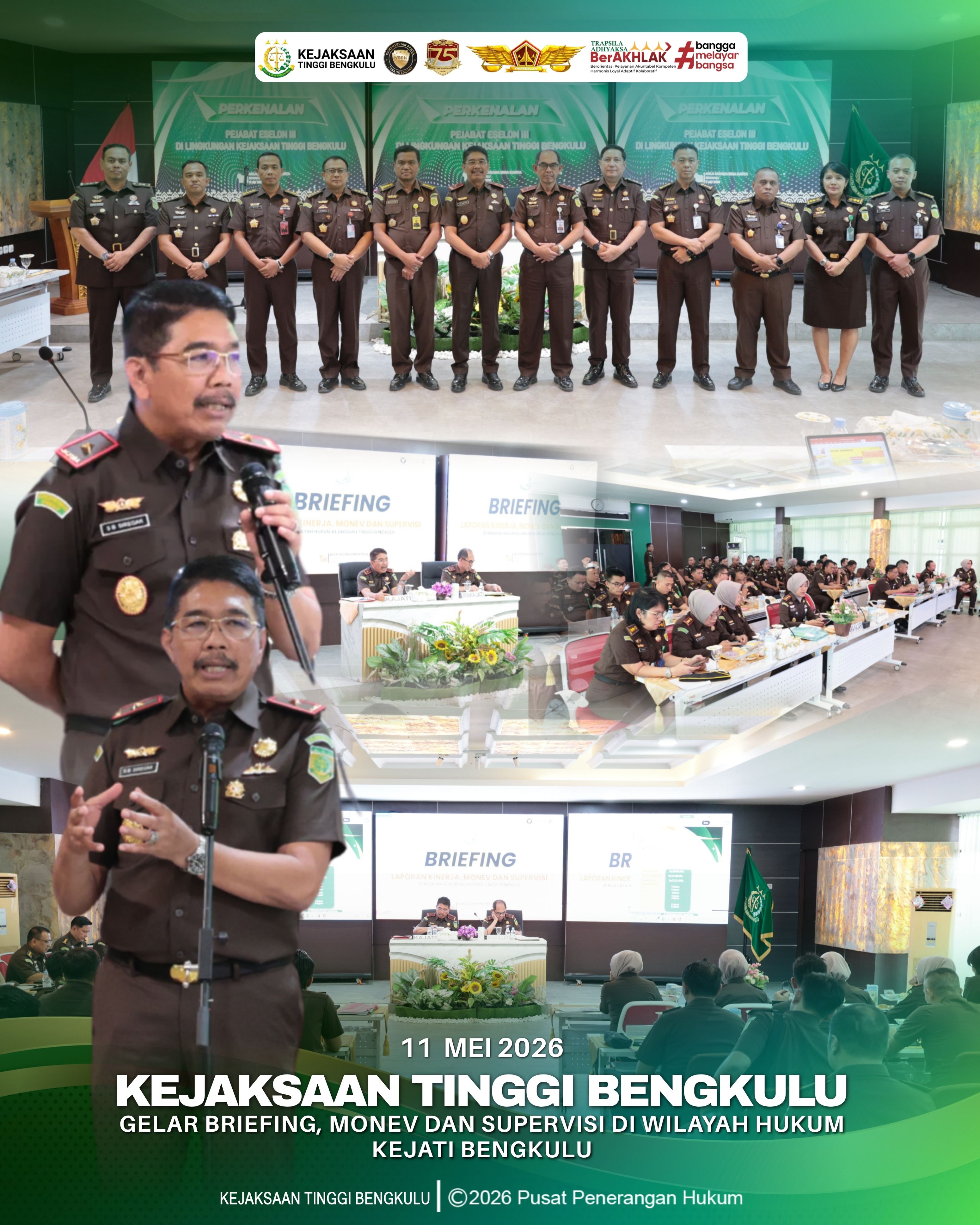 Kejaksaan Tinggi Bengkulu Gelar Briefing Monev dan Supervisi di Wilayah Hukum Kejati Bengkulu
