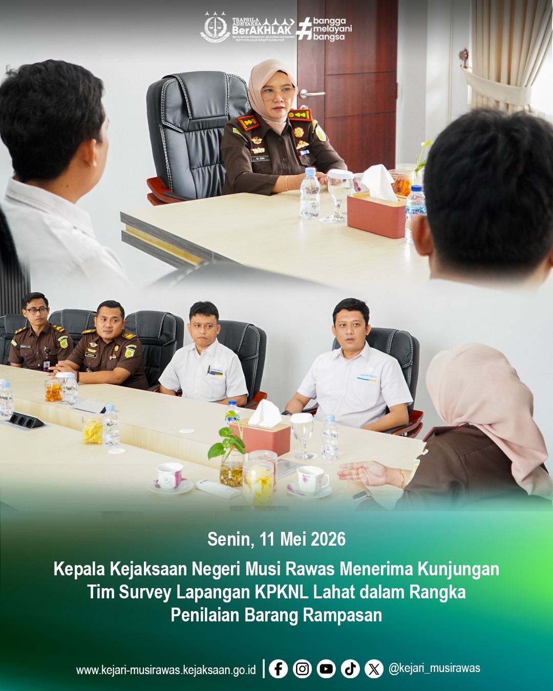 Kepala Kejaksaan Negeri Musi Rawas menerima kunjungan Tim Survey Lapangan KPKNL Lahat dalam rangka penilaian Barang Rampasan di Kejaksaan Negeri Musi Rawas
