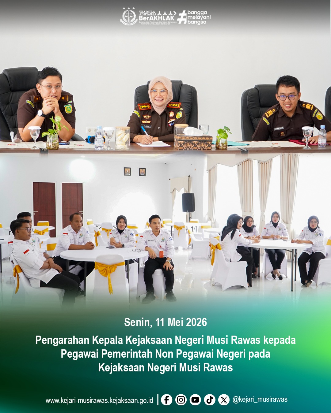 Kepala Kejaksaan Negeri Musi Rawas memberikan arahan kepada pegawai PPNPN Kejaksaan Negeri Musi Rawas